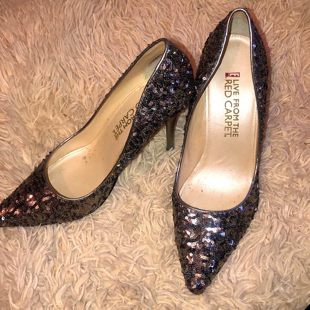 Live from the red carpet silver sequence heels